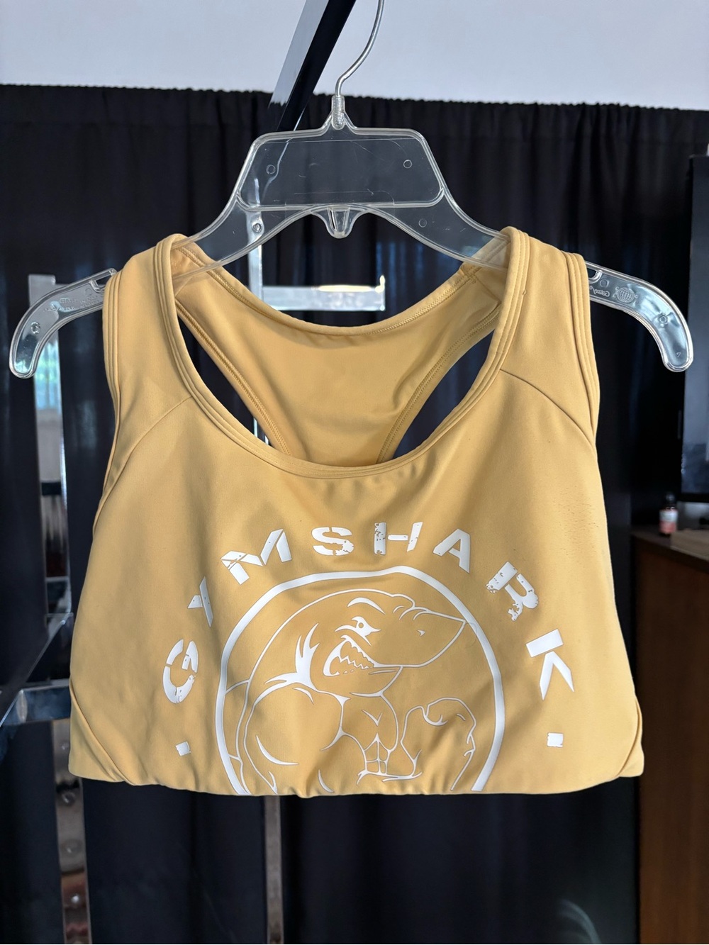 Gymshark Yellow Muscle Shark Logo Racerback Sports Bra